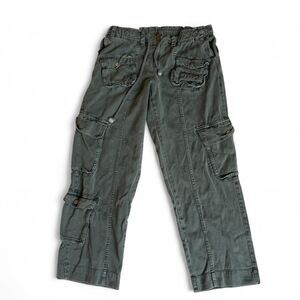 Free People Tahiti Cargo Pant adjustable waist green S SMALL pockets